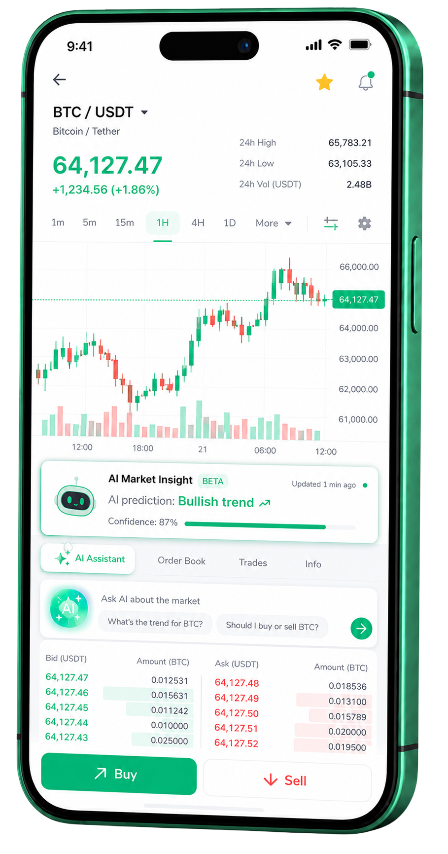 Application mobile de trading Swap Kionex Xp fonctionnant sur smartphone